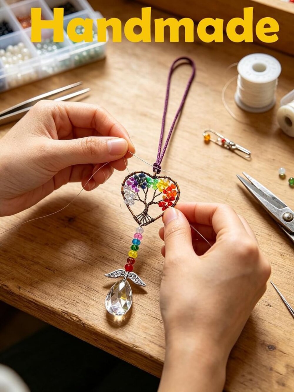 Healing Crystal Decor Tree of Life Car Hanging Accessories Suncatcher with Wings - Picture 5 of 7